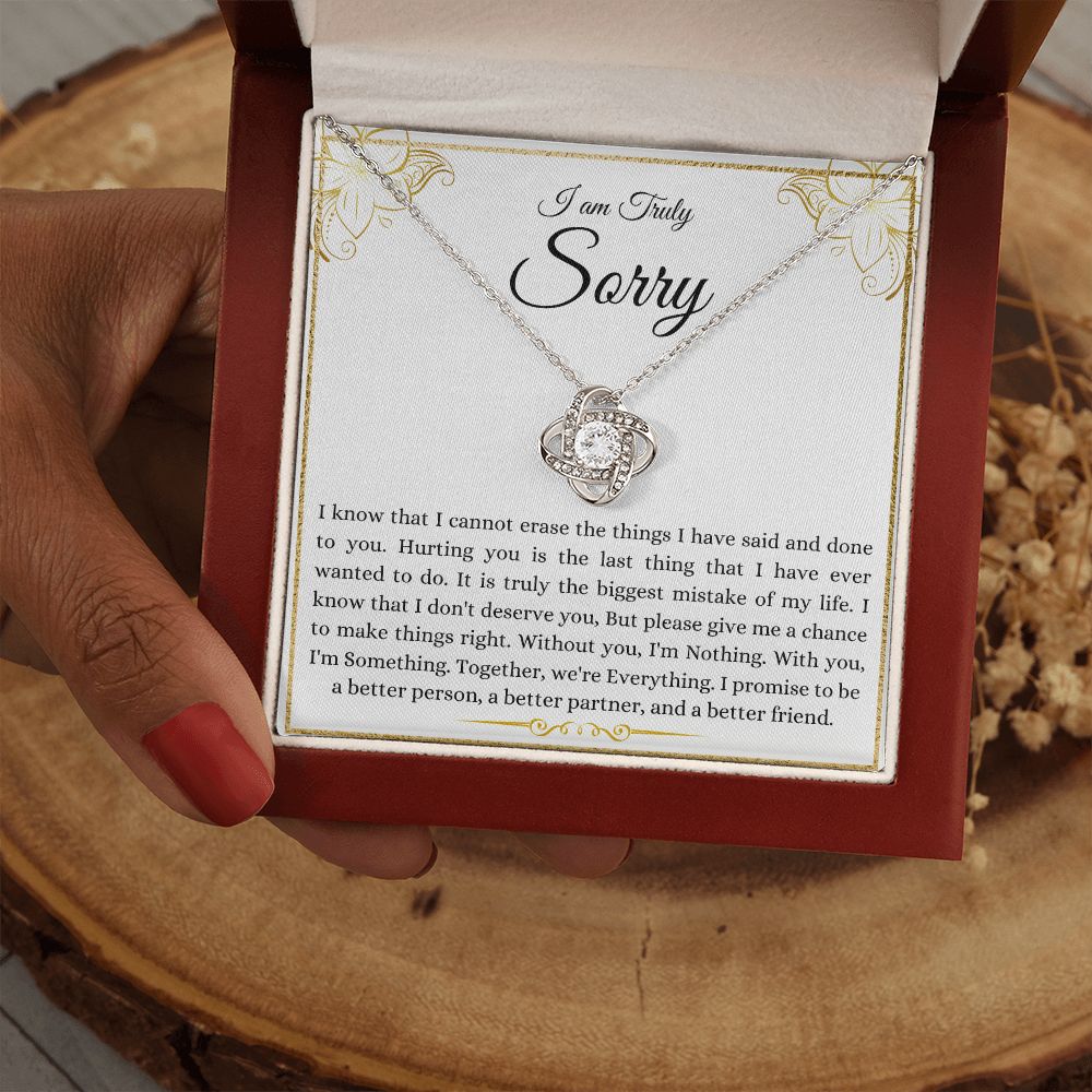 I Am Truly Sorry | Give Me A Chance | Love Knot Necklace