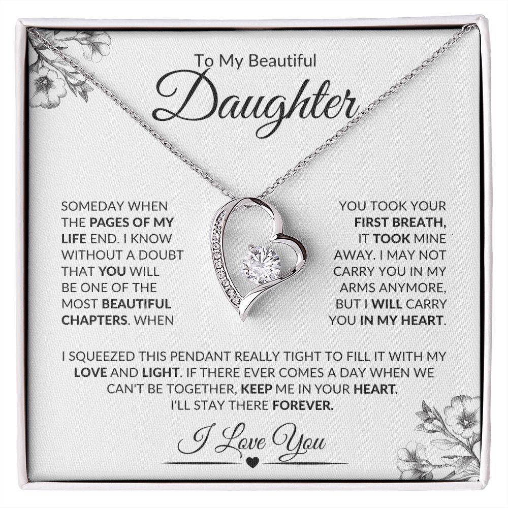 Daughter- Most Beautiful Chapter- I Love You- Forever Love Necklace