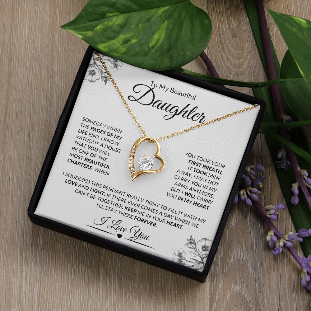 Daughter- Most Beautiful Chapter- I Love You- Forever Love Necklace