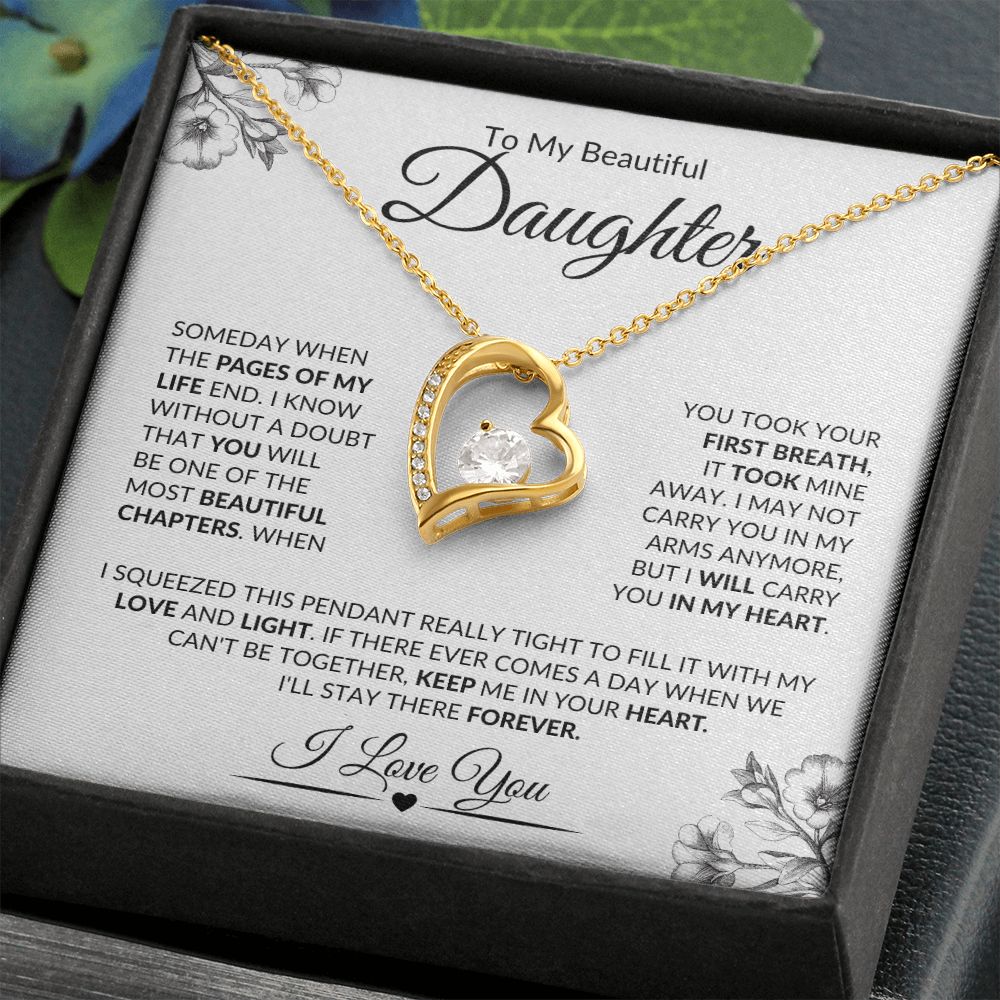 Daughter- Most Beautiful Chapter- I Love You- Forever Love Necklace